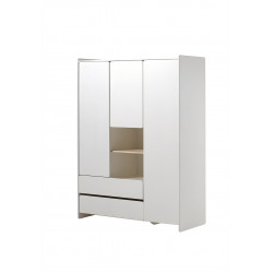 Armoire enfant scandinave 133 cm pin massif blanc laqué Junior