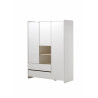 Armoire enfant scandinave 133 cm pin massif blanc laqué Junior