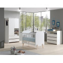 Chambre bébé scandinave pin massif blanc laqué Junior