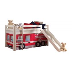 Lit mezzanine enfant moderne pin massif Pompier