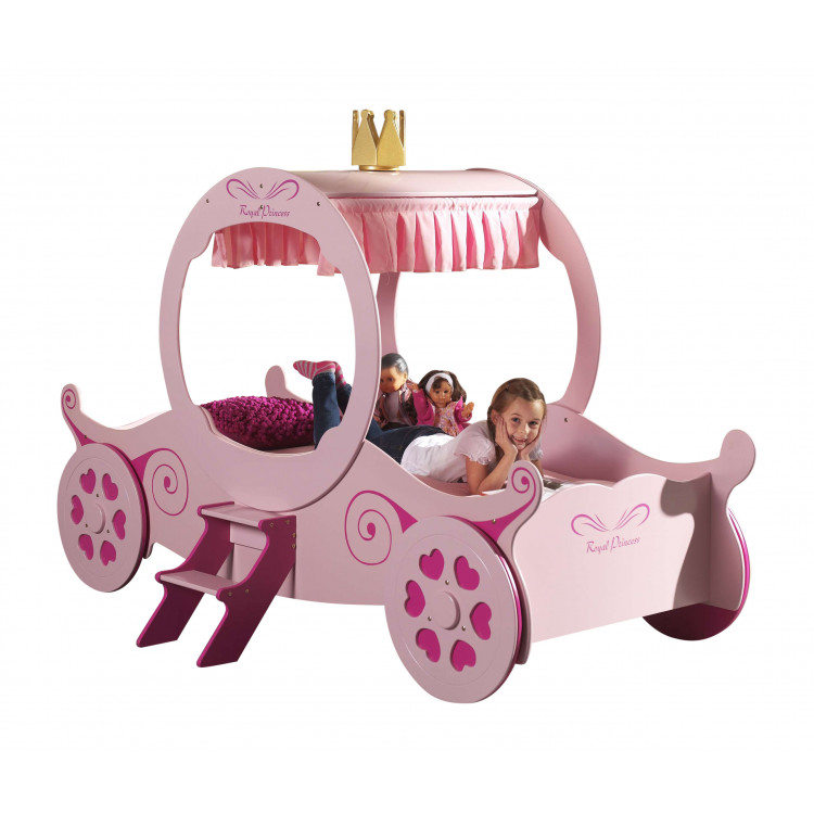 Lit enfant carrosse moderne rose Féerie