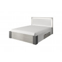 Lit coffre adulte contemporain chêne clair/blanc/gris Heliane