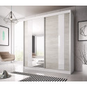 Armoire adulte contemporaine chêne clair/blanc/gris Heliane
