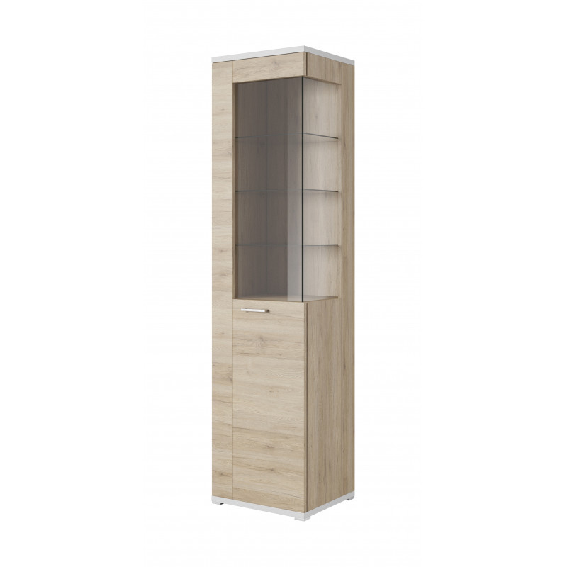 Vitrine contemporaine chêne clair/blanc Jafar