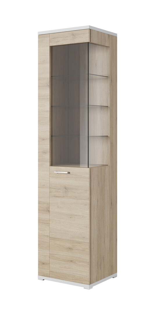 Vitrine contemporaine chêne clair/blanc Jafar | Matelpro