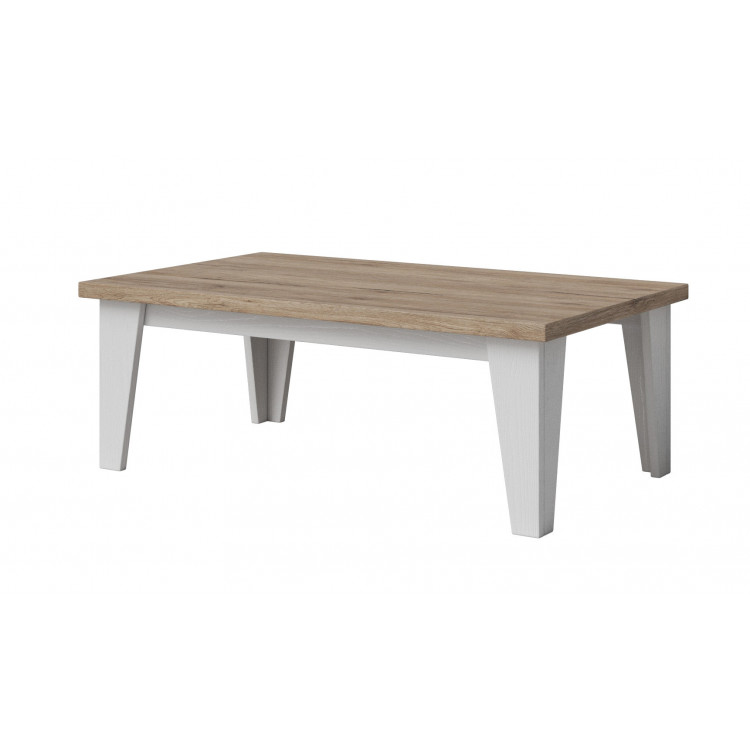 Table basse scandinave chêne/blanc veiné mat Melanie