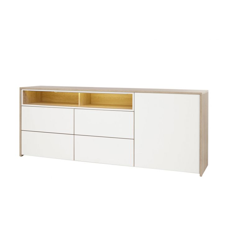 Buffet/bahut contemporain chêne/blanc Lazare