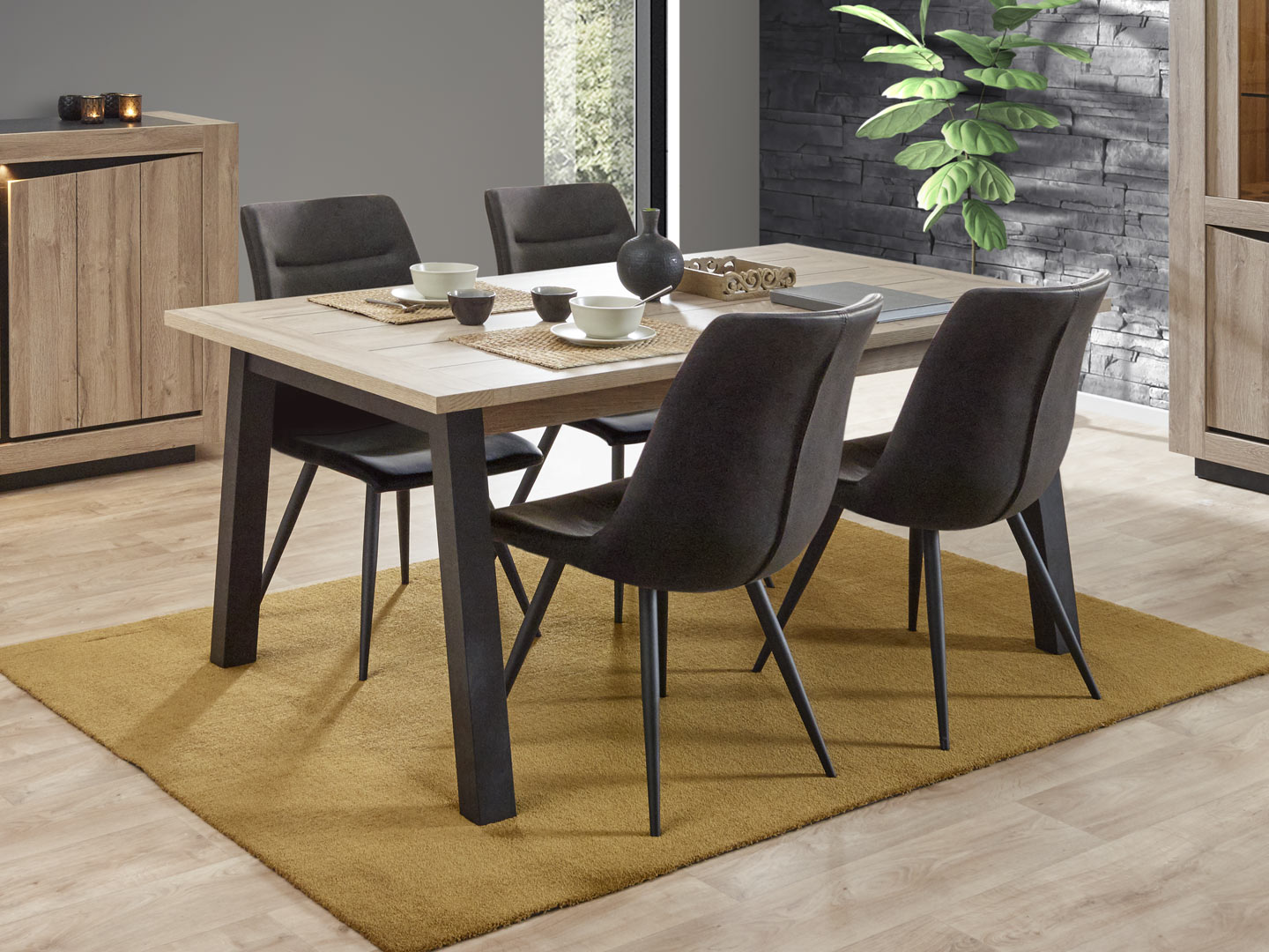  Table  de salle  manger contemporaine  extensible  coloris 