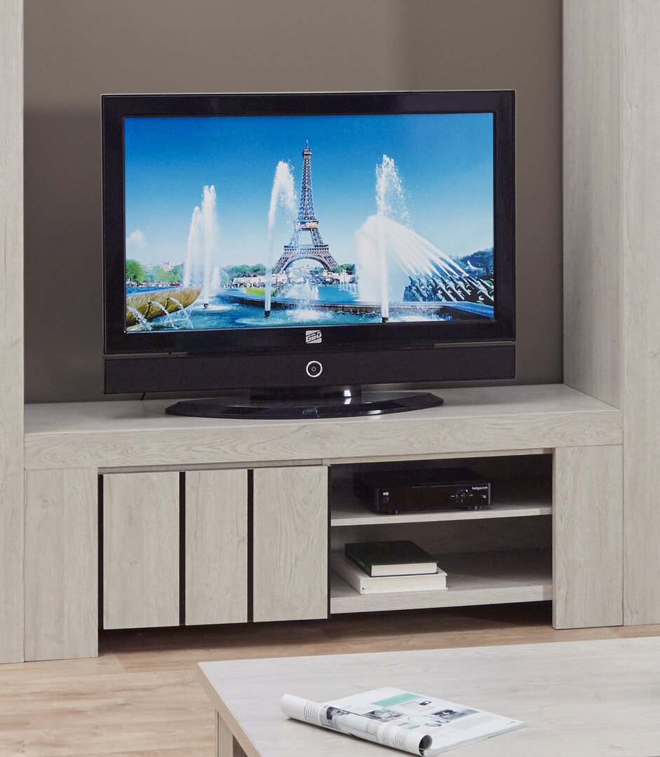 Meuble TV contemporain chêne avec LED - AMANDA - DIP