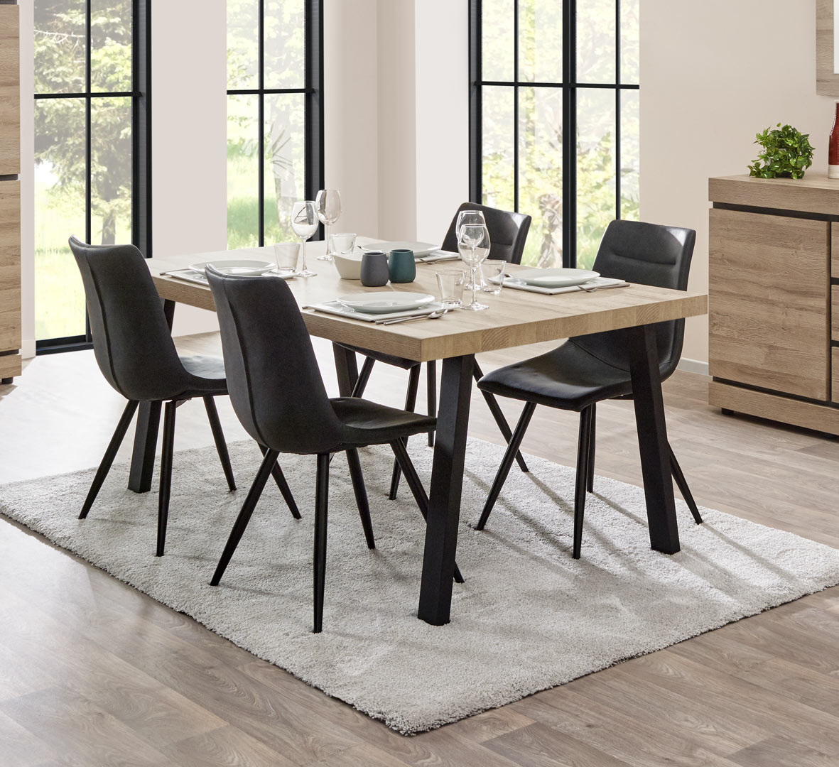  Table  de salle  manger extensible  contemporaine  coloris 