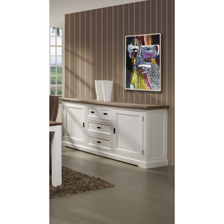 Buffet/bahut contemporain 225 cm havana/blanc Kiaro