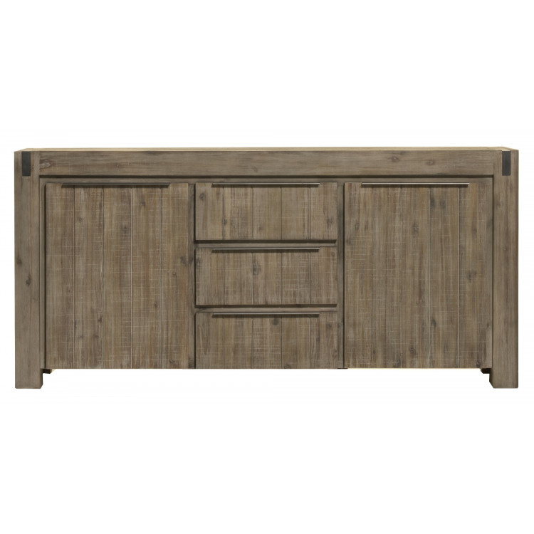 Buffet/bahut contemporain 180 cm bois massif gris brumeux Kalija