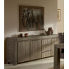 Buffet/bahut contemporain 230 cm bois massif gris brumeux Kalija