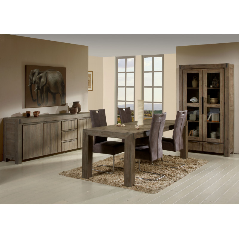 Salle A Manger Contemporaine Bois Massif Gris Brumeux Kalija Ii Matelpro