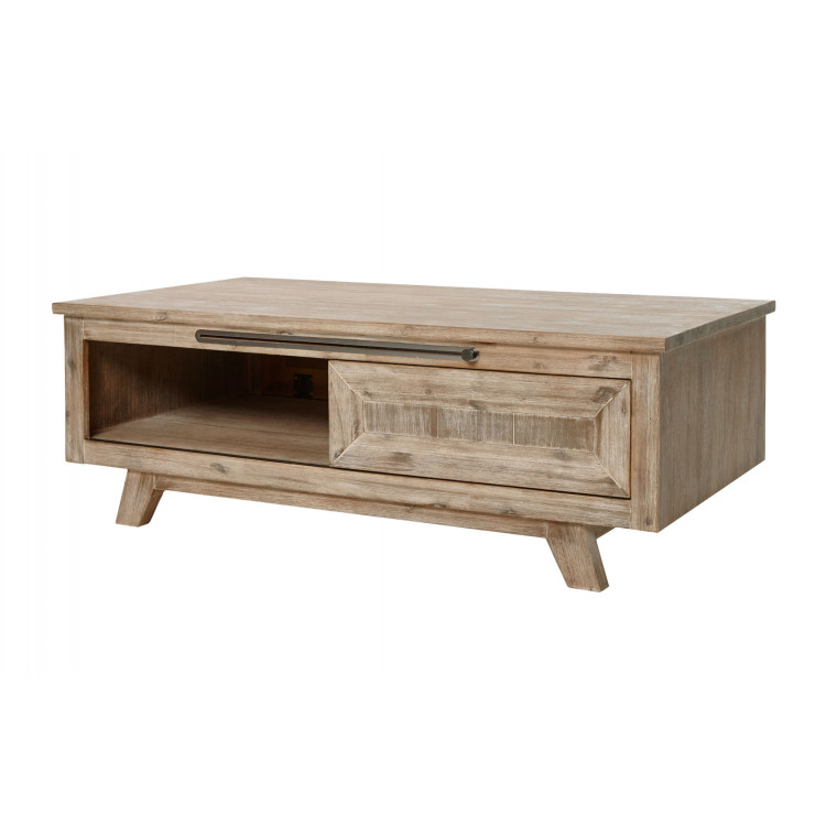 Table basse style nature en bois massif chêne clair Valerie