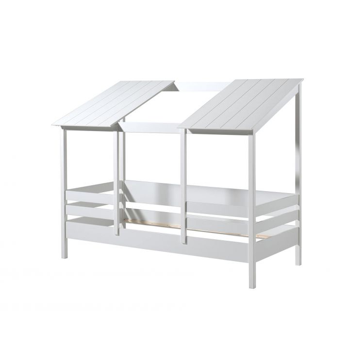 Lit cabane enfant moderne pin massif laqué blanc Madison I