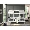 Lit cabane enfant moderne pin massif laqué blanc Madison I