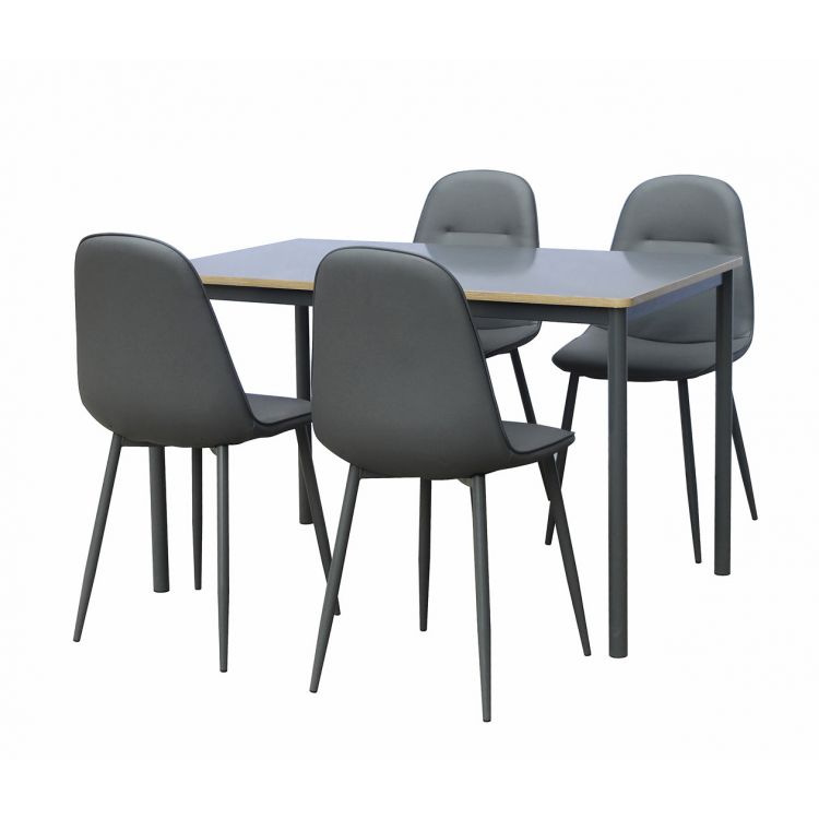 Ensemble table et 4 chaises moderne coloris gris Korie