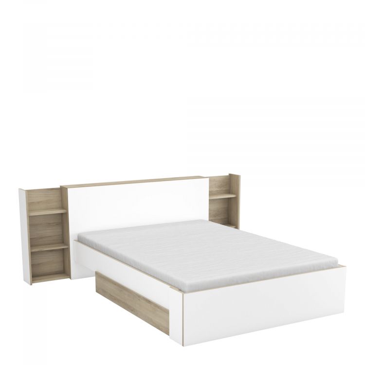 Lit adulte scandinave chêne/blanc Gaetan