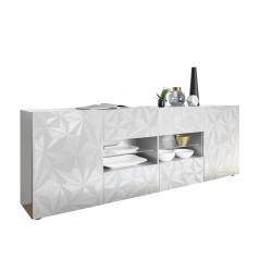 Buffet/bahut design laqué blanc sérigraphié 241 cm Andreasse