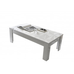 Table basse design laqué blanc sérigraphié Andreasse