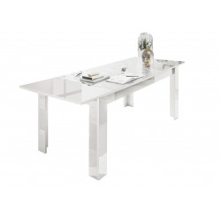 Table de salle à manger extensible design laqué blanc sérigraphié Andreasse