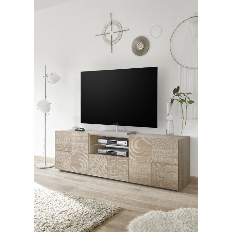 Meuble TV moderne 181 cm chêne samoa Orlane