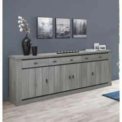 Buffet/bahut contemporain 248 cm chêne gris Corrie