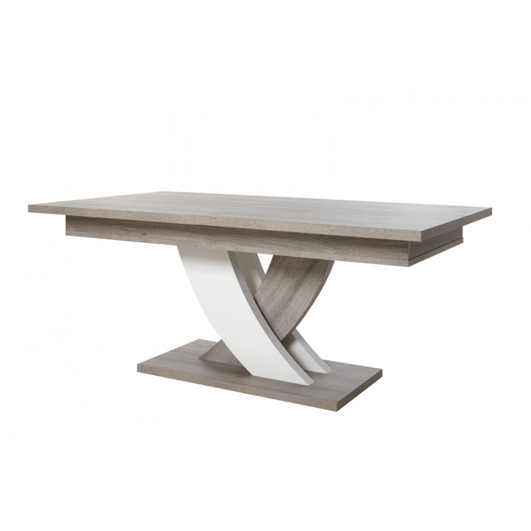 Table de salle à manger extensible moderne chêne/blanc Saphir