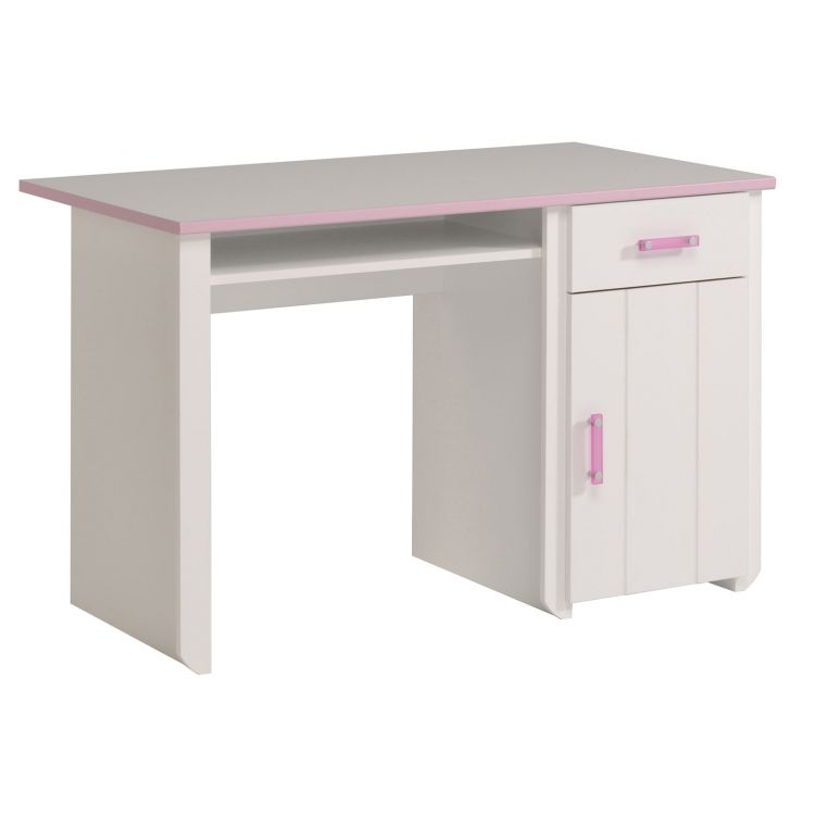 Bureau enfant moderne blanc/rose Praline