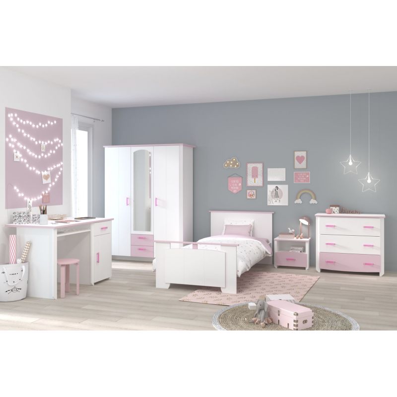  Chambre enfant moderne  blanc rose Praline Matelpro