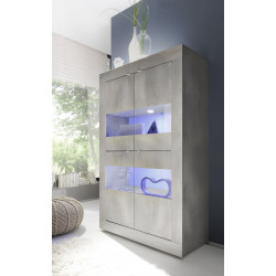 Vitrine contemporaine 101 cm pin blanc Agathe