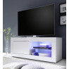 Meuble TV moderne 140 cm laqué blanc brillant Agathe