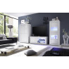 Meuble TV moderne 140 cm laqué blanc brillant Agathe