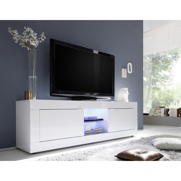 Meuble TV moderne 181 cm blanc Agathe