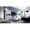 Meuble TV moderne 181 cm laqué blanc brillant Agathe