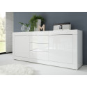 Buffet/bahut moderne 210 cm laqué blanc brillant Agathe