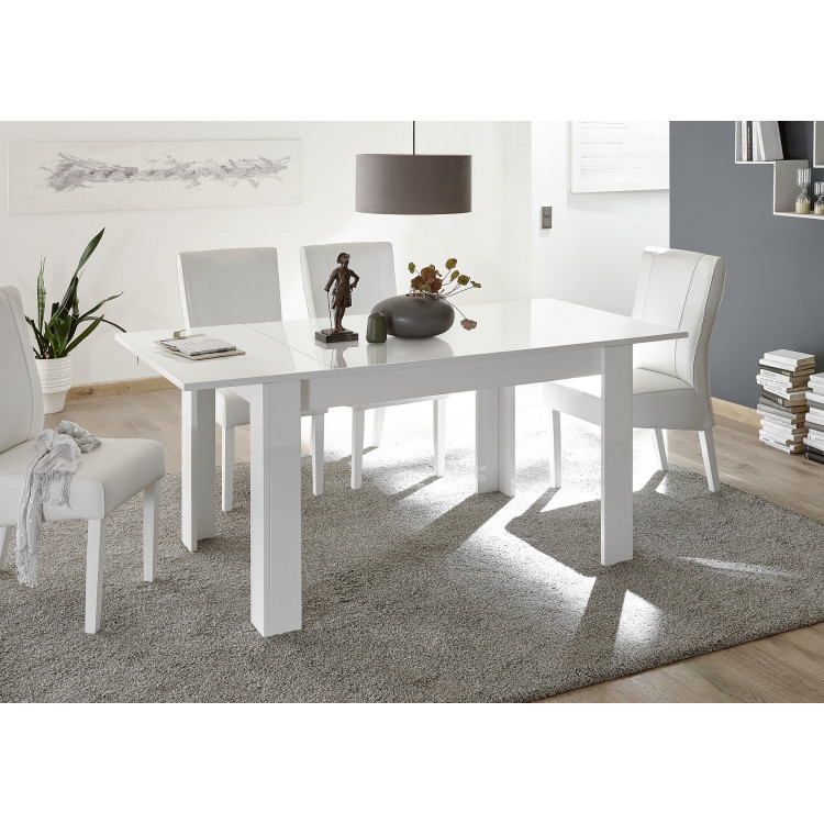 Allonge de table laquée blanc brillant 48 cm Agathe