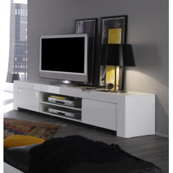 Meuble TV moderne laqué blanc brillant 190 cm Twist
