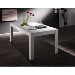 Table de salle à manger design laquée blanche Twist