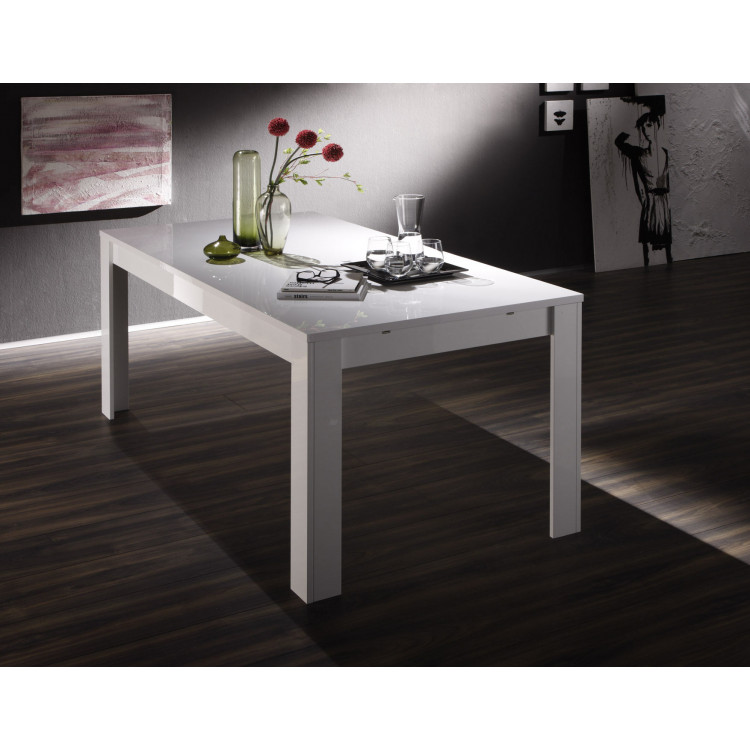 Table de salle à manger design laquée blanche Twist