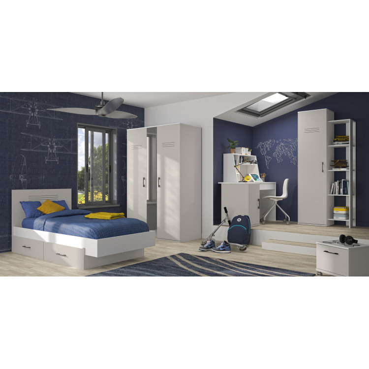 Chambre enfant moderne blanc/gris Séraphin