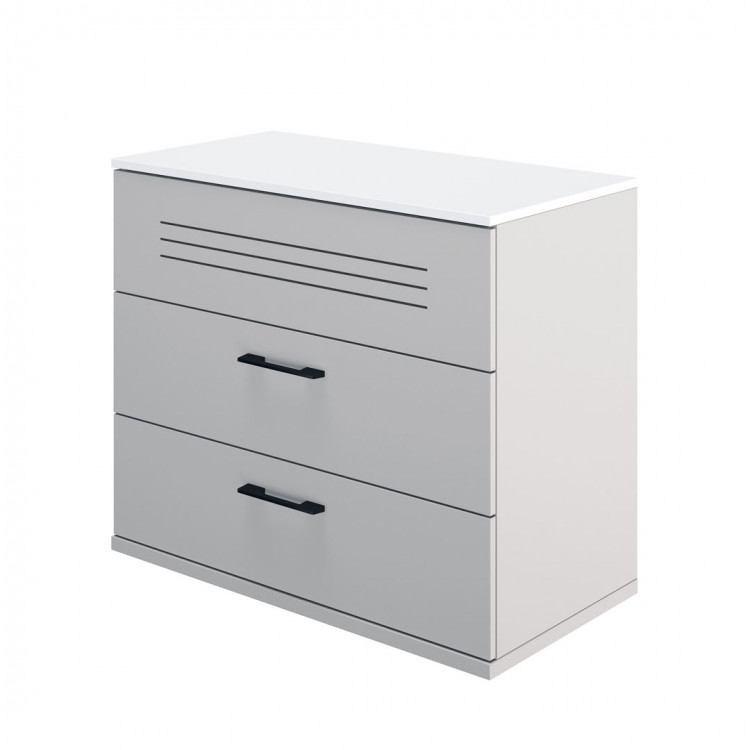 Commode enfant moderne blanc/gris Séraphin