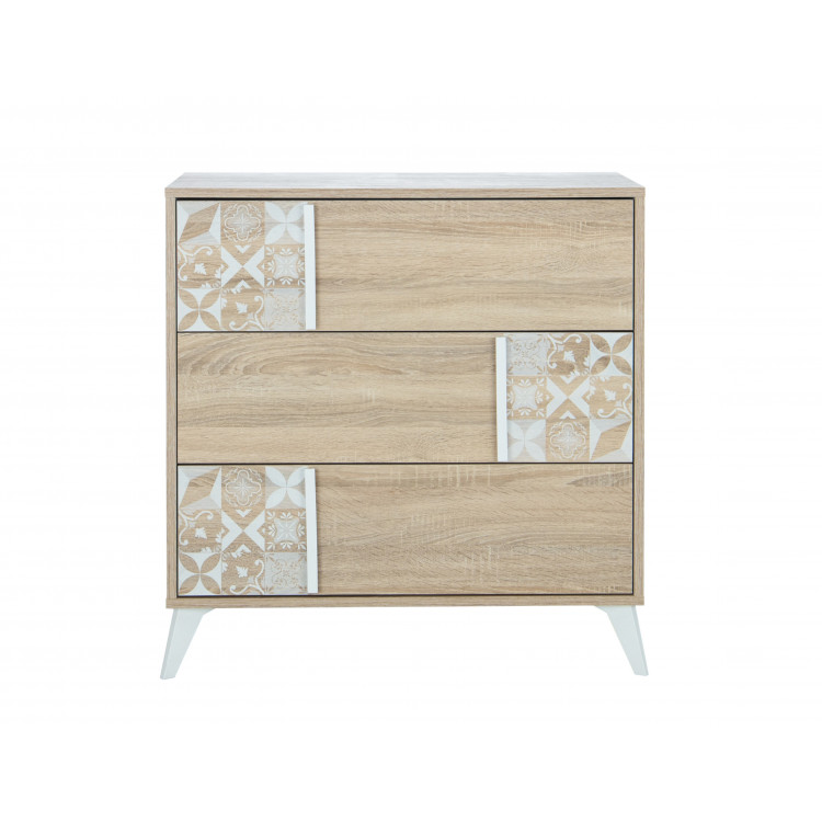 Commode scandinave chêne clair/blanc Viola