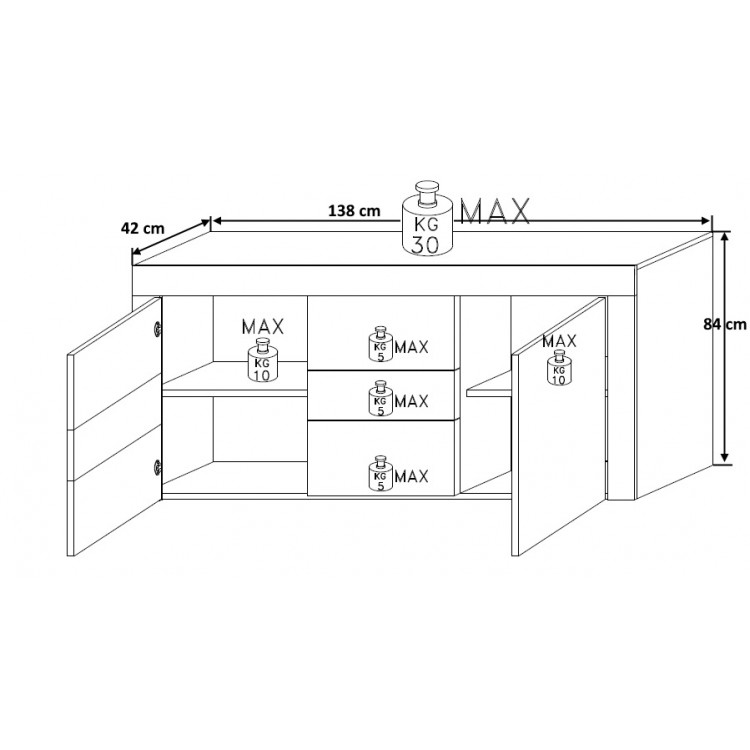 Buffet/bahut design 138 cm Daisy I