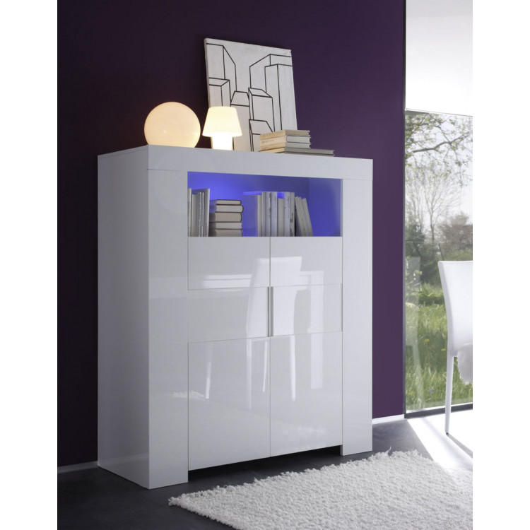 Vaisselier/bar 2 portes design laqué blanc Judy