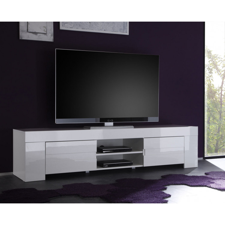 Meuble TV/Hifi design laqué blanc Judy