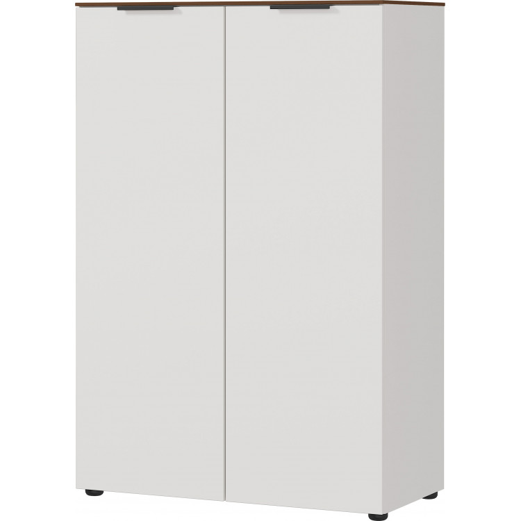 Armoire de bureau moderne hauteur 120 cm gris/noyer Louana