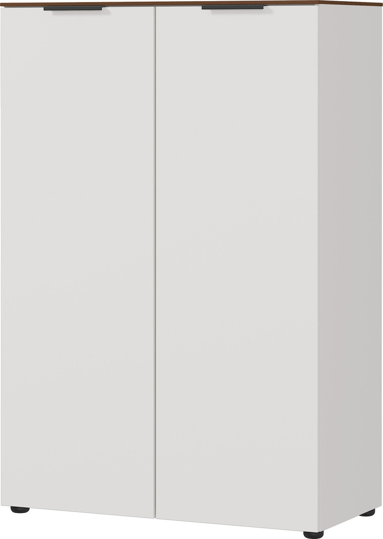 Armoire de bureau moderne hauteur 120 cm gris/noyer Louana