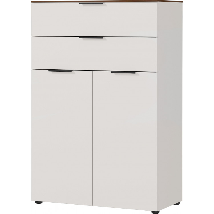 Armoire de bureau moderne hauteur 120 cm gris/noyer Louana I